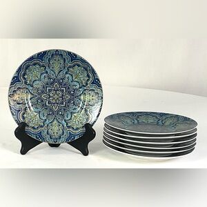 Augustina Opulent Blue-dessert/hors d’oeuvre plates-set of 7-by 222 Fifth